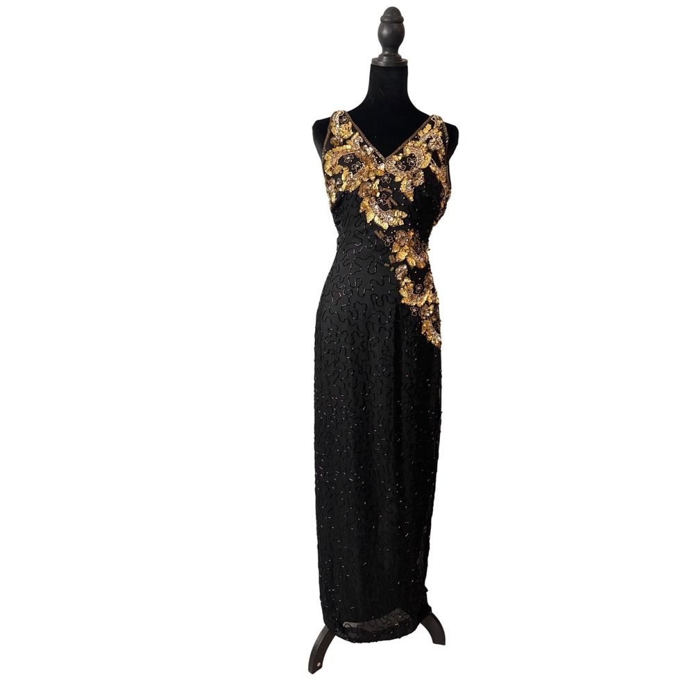 Vintage‎ 90s Beaded Silk Glamour Gown